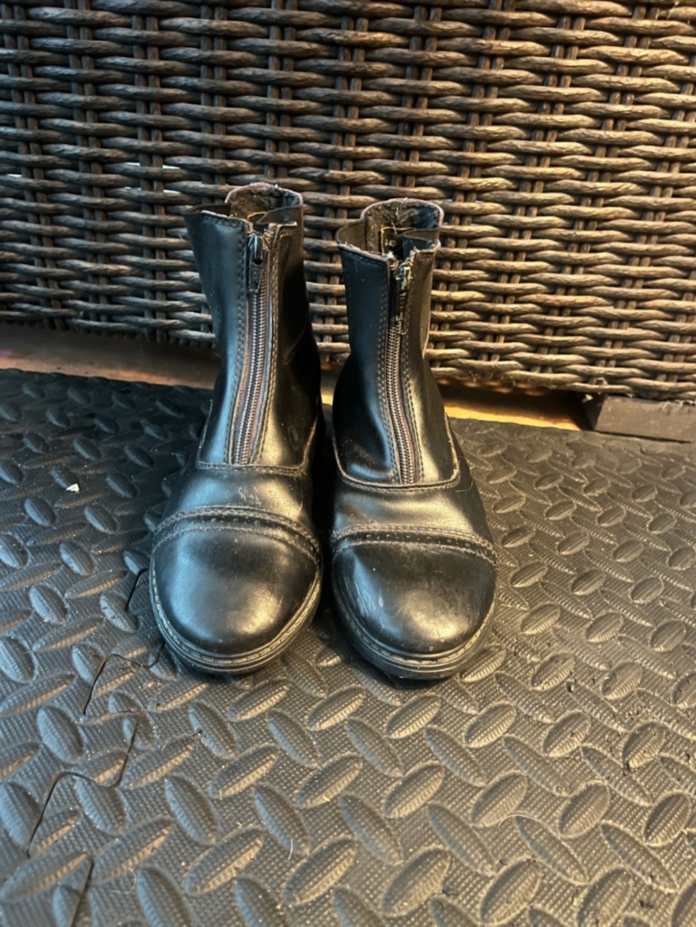 Front-Zip Black Leather Boots